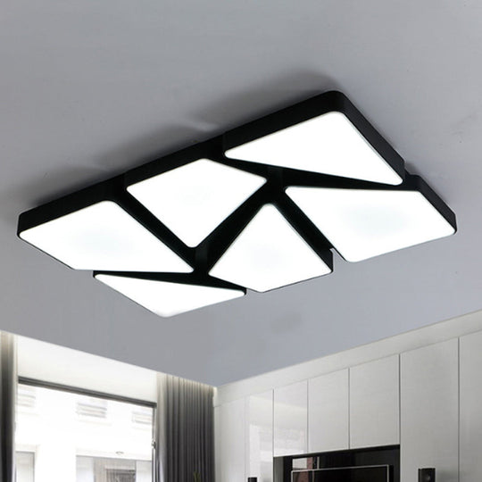 Modern Led Flush Mount Lighting: 25.5/37.5 W Acrylic Shade Black/White Square/Rectangular Ceiling