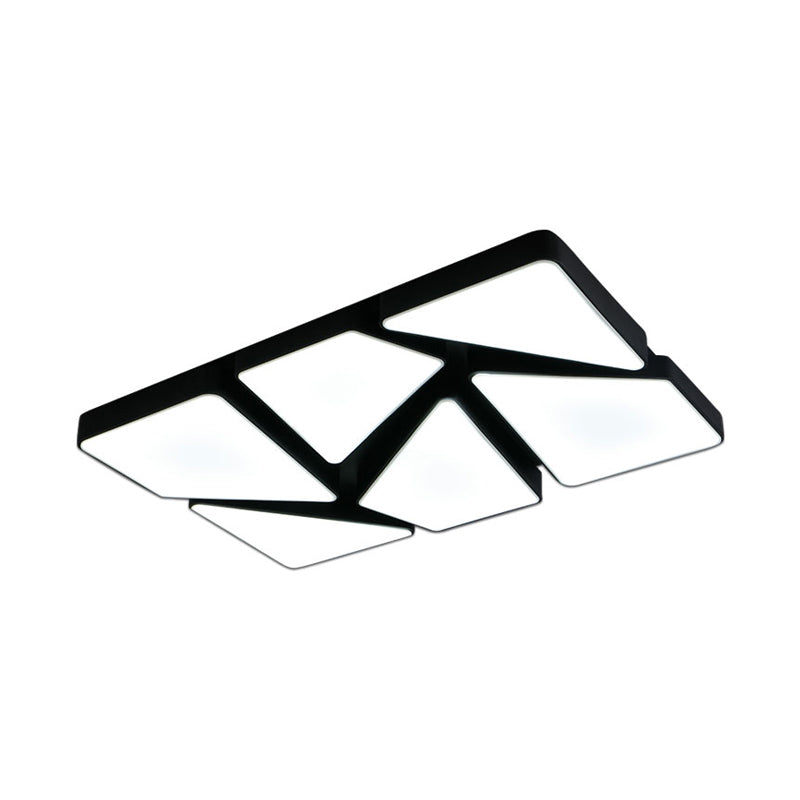 Modern Led Flush Mount Lighting: 25.5/37.5 W Acrylic Shade Black/White Square/Rectangular Ceiling