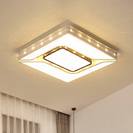 Led Bedroom Ceiling Light With Acrylic Shade - White Flush Mount In White/Warm (19.5/23.5 W) / 19.5