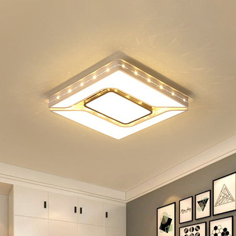 Led Bedroom Ceiling Light With Acrylic Shade - White Flush Mount In White/Warm (19.5/23.5 W)