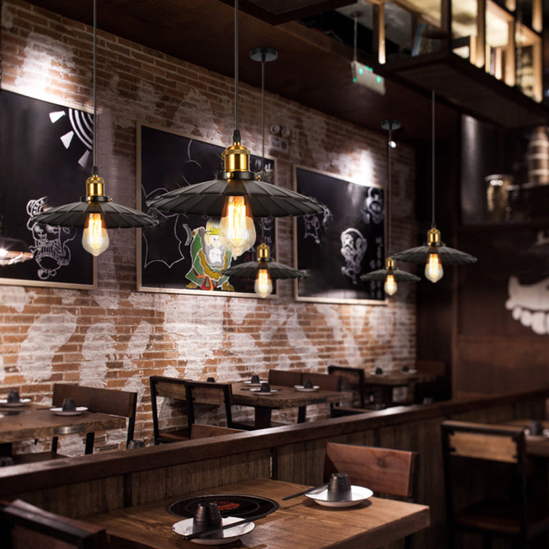 Industrial Black Iron Pendant Light With Conical Shade – Single-Bulb Suspension For Restaurants