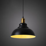 Simplicity Iron Pot Cover Hanging Lamp - Single-Bulb Restaurant Ceiling Lighting Fixture Black Outer