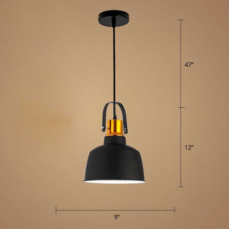 Nordic Style Metallic Pendant Ceiling Light With Bowl Shade And 1-Light Suspension