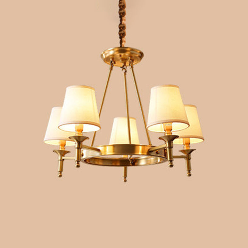 Gold Fabric Suspended Ceiling Chandelier: Minimalist Bedroom Lighting 5 /