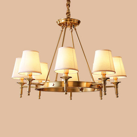 Gold Fabric Suspended Ceiling Chandelier: Minimalist Bedroom Lighting 8 /
