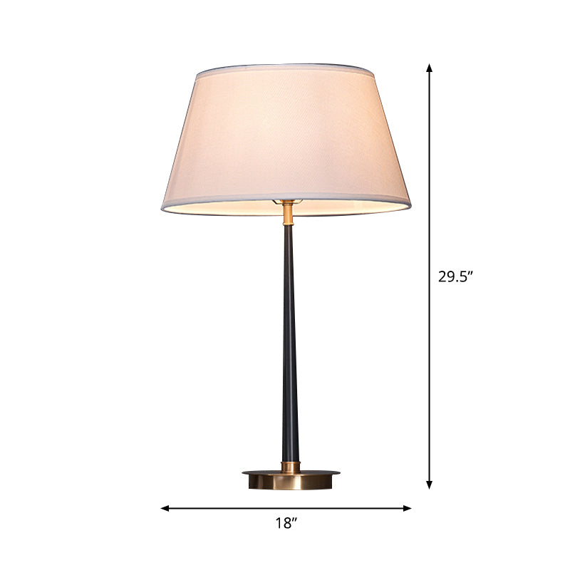 Sleek Conical Frustum Night Lamp - Black Simplicity Fabric Table Light For Bedrooms