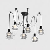 Black Industrial Wire Ball Cage Pendant Lamp Dining Room Swag Lighting 6 /