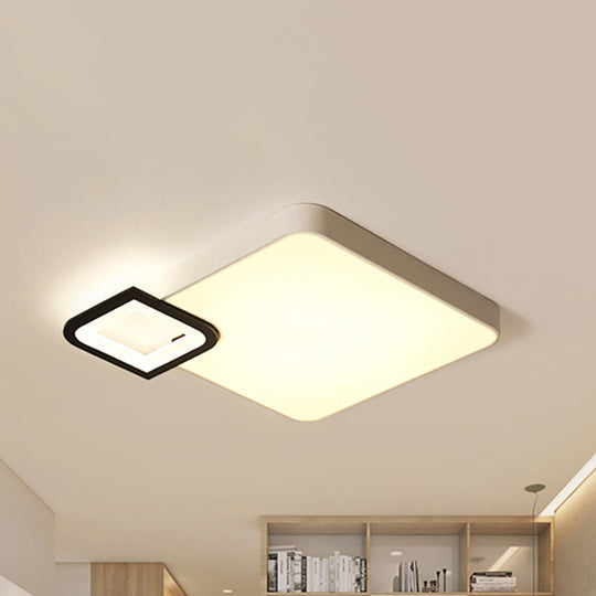 Modern Metal Flush Mount Ceiling Light For Living Room - White/Black Led Warm/White 18’/21.5’