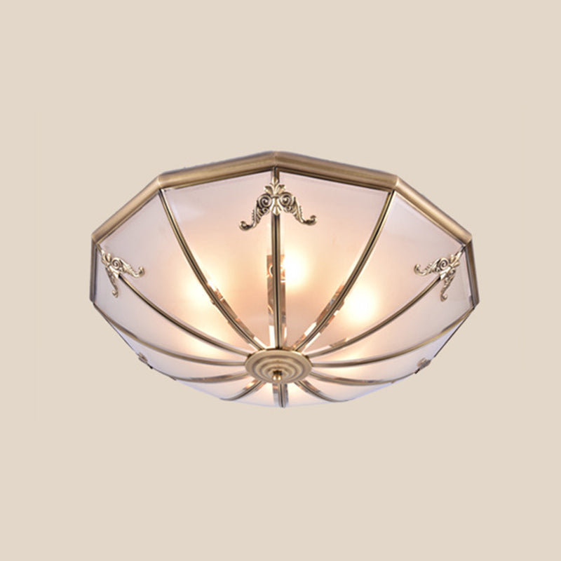 Frosted Glass Brass Ceiling Lamp - Classic Flush Mount For Bedroom / 23.5’