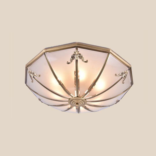 Frosted Glass Brass Ceiling Lamp - Classic Flush Mount For Bedroom / 23.5’