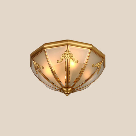 Frosted Glass Brass Ceiling Lamp - Classic Flush Mount For Bedroom / 18’