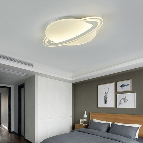 Kid’s White Led Ceiling Mount Light With Unique Planet Shape For Bedrooms