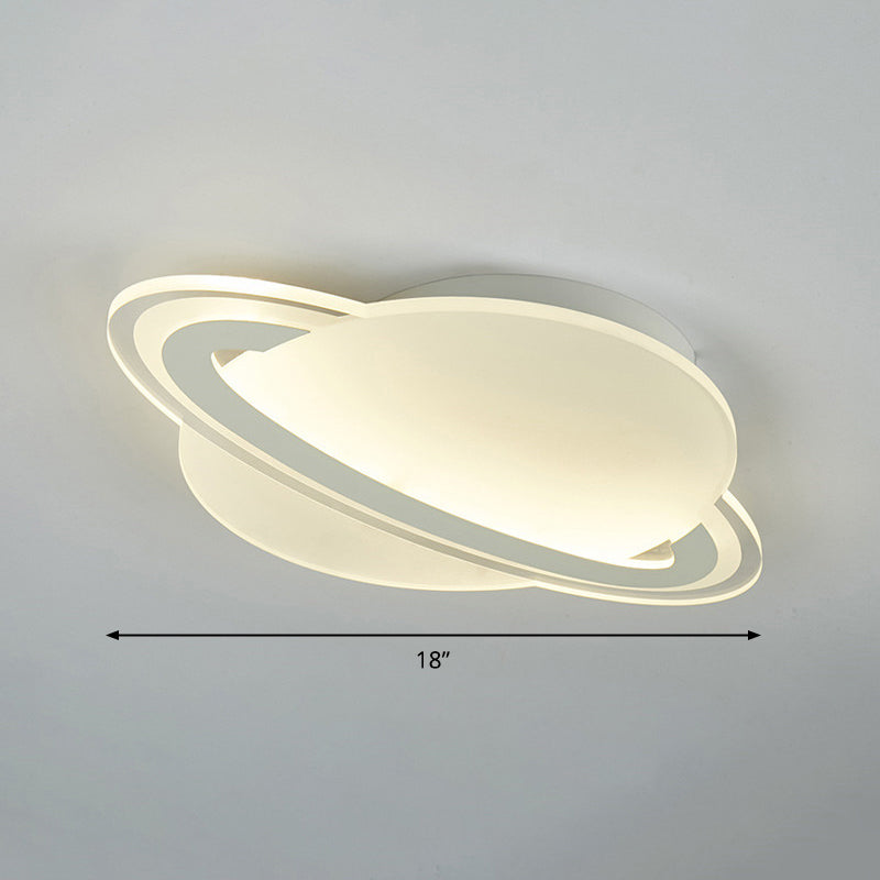 Kid’s White Led Ceiling Mount Light With Unique Planet Shape For Bedrooms / 18’ Remote Control