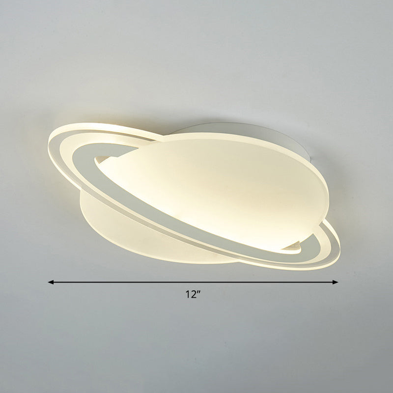 Kid’s White Led Ceiling Mount Light With Unique Planet Shape For Bedrooms / 12’ Warm