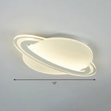 Kids White Led Ceiling Mount Light With Unique Planet Shape For Bedrooms / 12 Remote Control