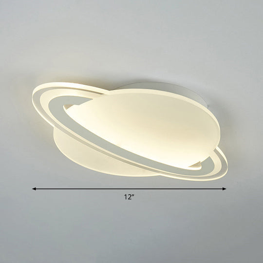 Kids White Led Ceiling Mount Light With Unique Planet Shape For Bedrooms / 12 Remote Control