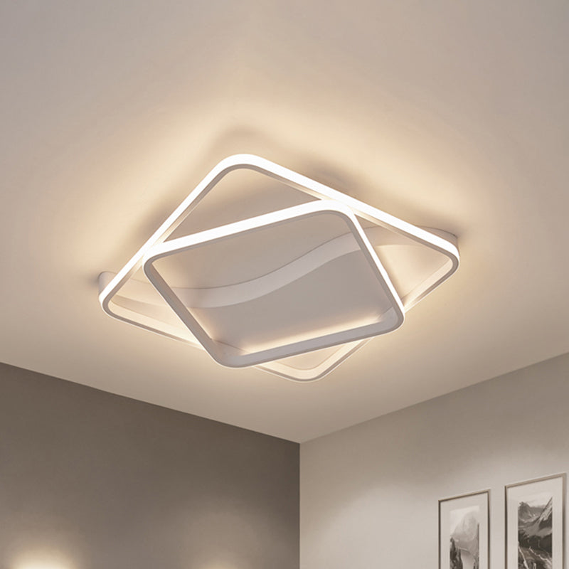 Led Bedroom Ceiling Lamp With Acrylic Shade: Warm/White Light White/Brown Design White / 18’ Warm