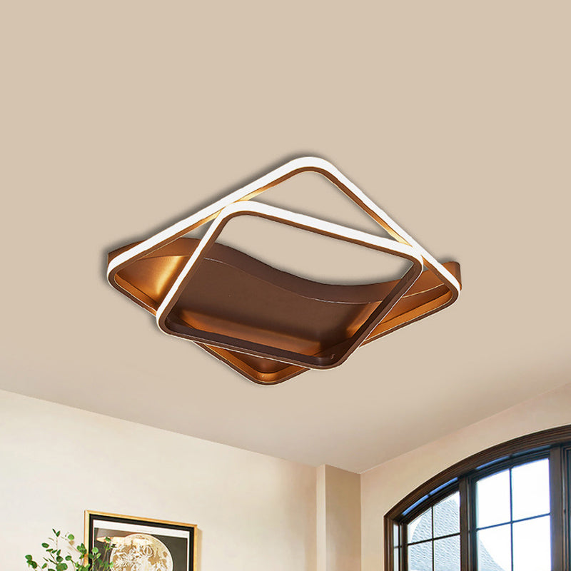 Led Bedroom Ceiling Lamp With Acrylic Shade: Warm/White Light White/Brown Design Brown / 18’ White