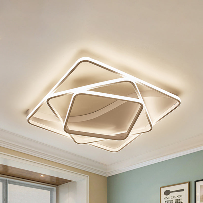 Led Bedroom Ceiling Lamp With Acrylic Shade: Warm/White Light White/Brown Design White / 23.5 Warm