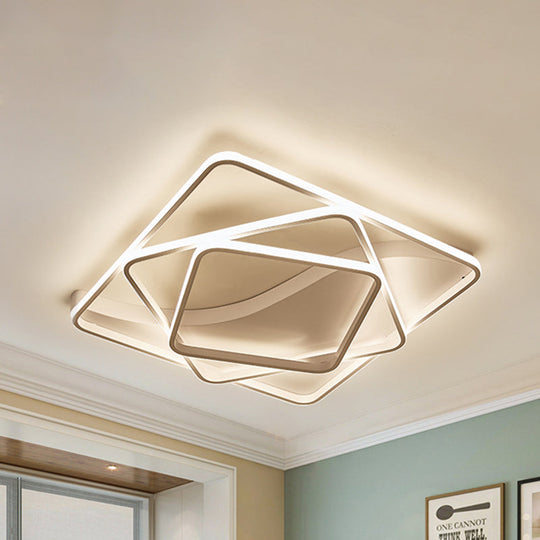 Led Bedroom Ceiling Lamp With Acrylic Shade: Warm/White Light White/Brown Design White / 23.5 Warm