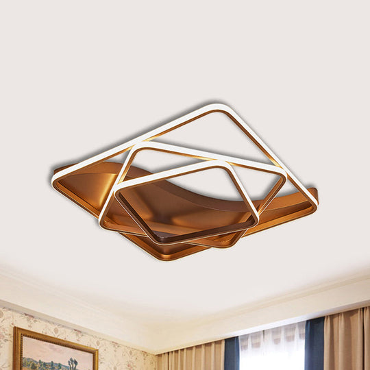 Led Bedroom Ceiling Lamp With Acrylic Shade: Warm/White Light White/Brown Design Brown / 23.5 Warm