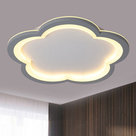 Simplicity Led Ceiling Light Fixture With Acrylic Diffuser- Flower Metal Flush In White/Warm