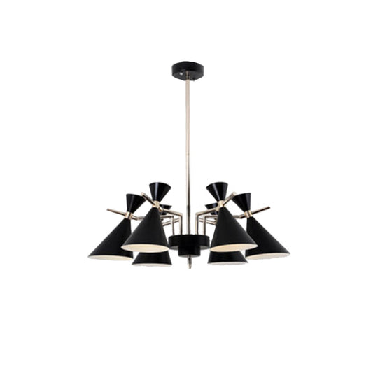 Nordic Bi-Conical Pendant Chandelier - 3/6 Lights Black/White/Pink Dining Room Lighting Fixture