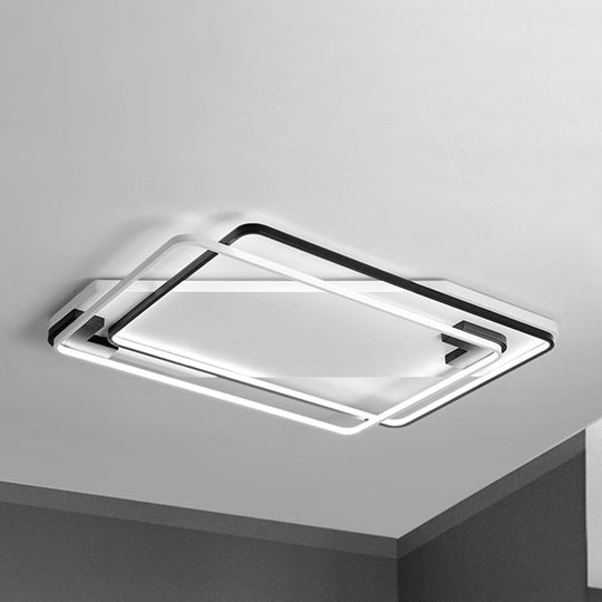 Modern Led Black/White Acrylic Rectangular Ceiling Light - 18/22/27.5 Wide Warm/White Flushmount