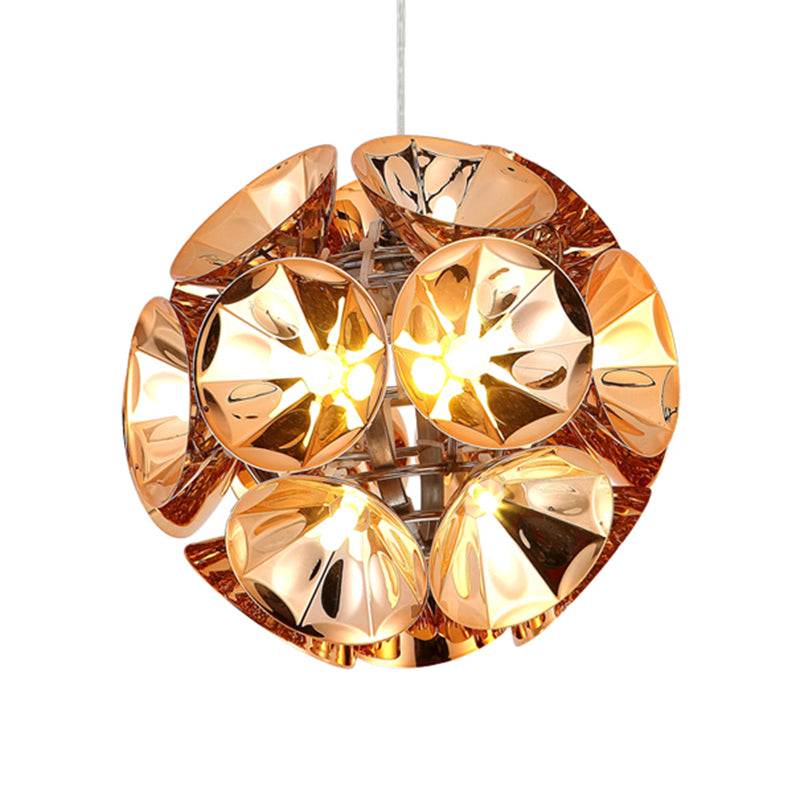 Modern Metal Chrome/Gold Led Ball Pendant Light Fixture - White/Warm 7/11 Dia