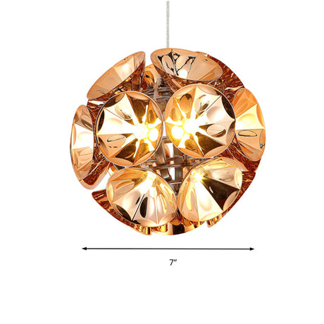 Modern Metal Chrome/Gold Led Ball Pendant Light Fixture - White/Warm 7/11 Dia