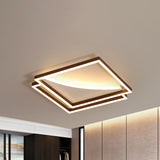 Modern Acrylic Led Ceiling Light In Coffee Brown Flush Mount Lamp With Overlapping Design Warm/White