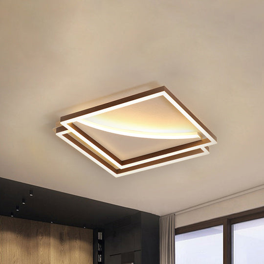 Modern Acrylic Led Ceiling Light In Coffee Brown Flush Mount Lamp With Overlapping Design Warm/White