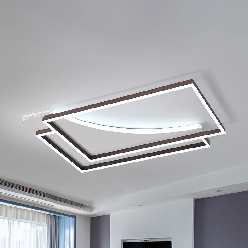 Modern Acrylic Led Ceiling Light In Coffee Brown Flush Mount Lamp With Overlapping Design Warm/White