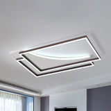 Modern Acrylic Led Ceiling Light In Coffee Brown Flush Mount Lamp With Overlapping Design Warm/White