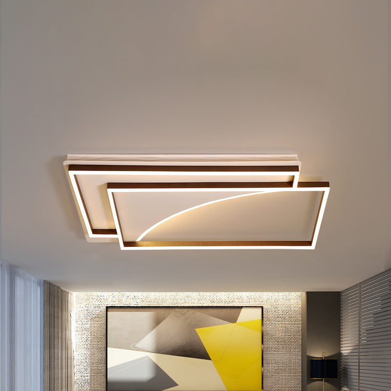 Modern Acrylic Led Ceiling Light In Coffee Brown Flush Mount Lamp With Overlapping Design