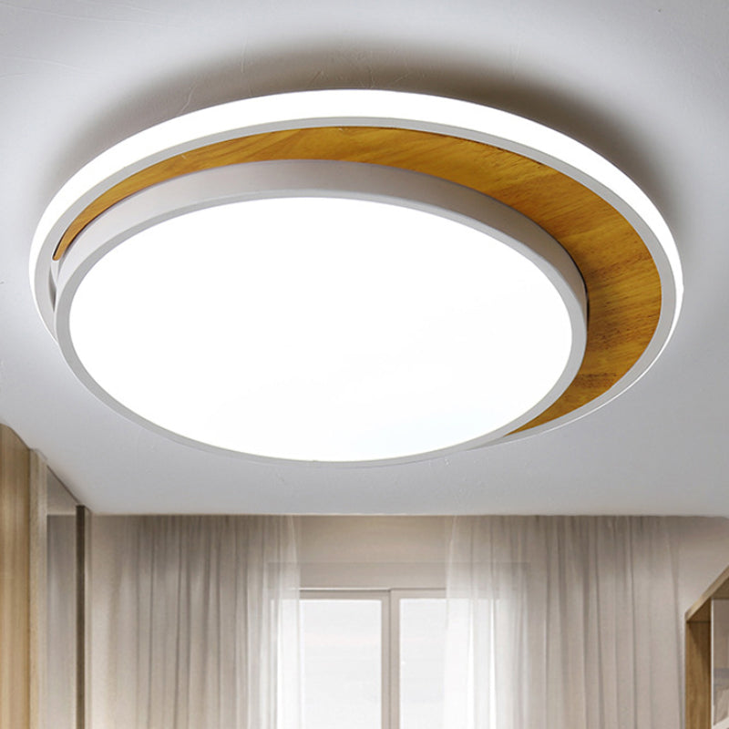 Contemporary Black/White Led Circle Flush Mount Ceiling Light Metal Fixture In White/Warm