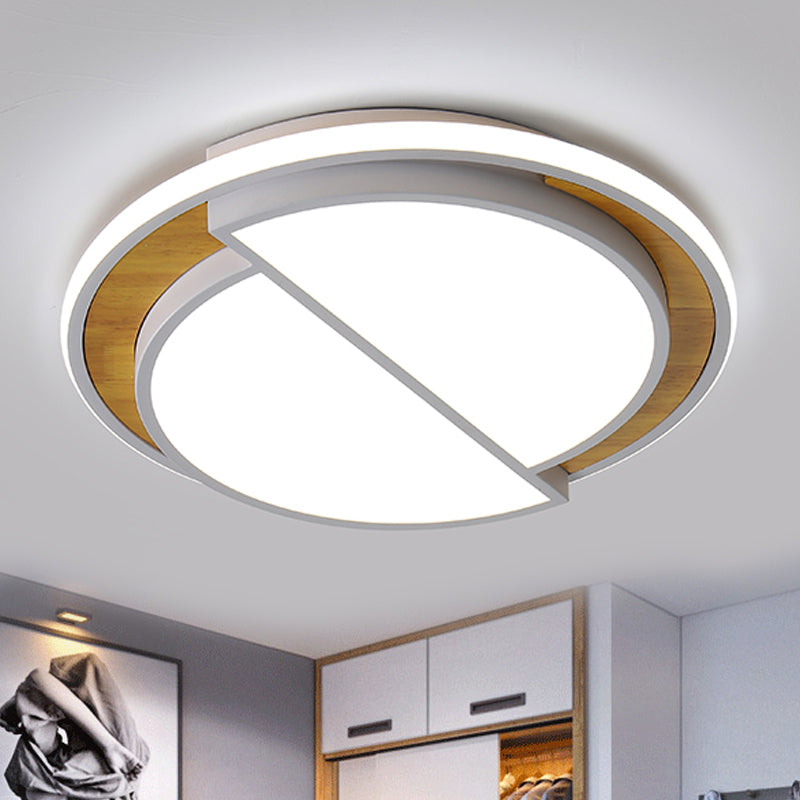 Modern Led Flush Mount Light In Black/White With White/Warm Glow 16.5’/20.5’ Wide