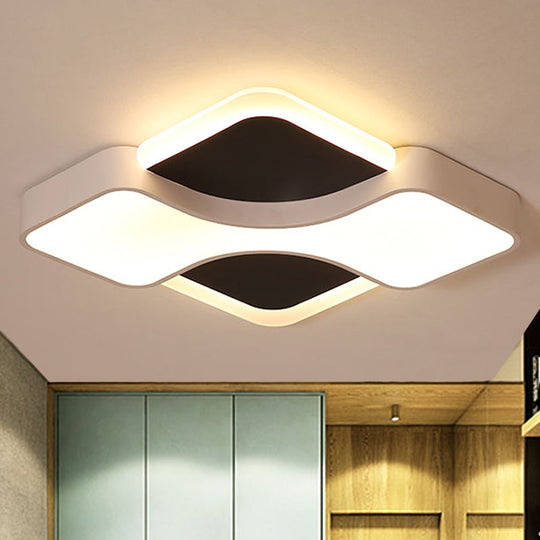 Geometric Metal Led Flush Ceiling Light Fixture In White/Warm 16.5/19.5/23.5 Wide