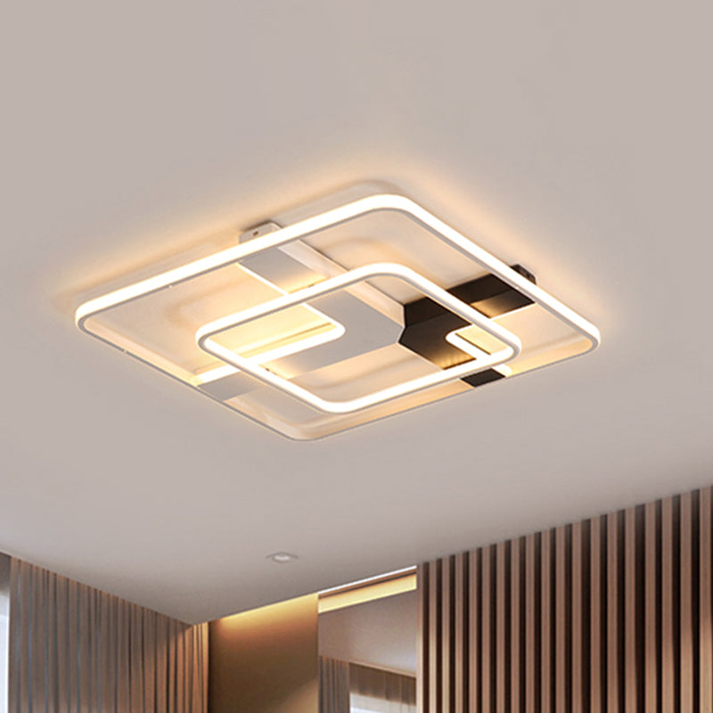 19.5’/23.5’ Wide Acrylic Square Flushmount Led Ceiling Lamp In White Light / 19.5’ Warm