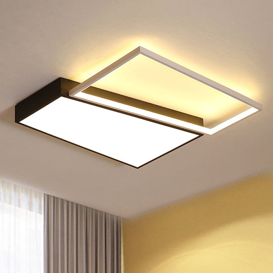 Sleek Trapezoid Flush Mount Led Metal Ceiling Light In White/Warm - 18’/21.5’ Wide