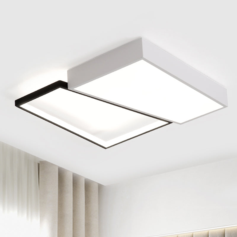 Sleek Trapezoid Flush Mount Led Metal Ceiling Light In White/Warm - 18/21.5 Wide White / 18