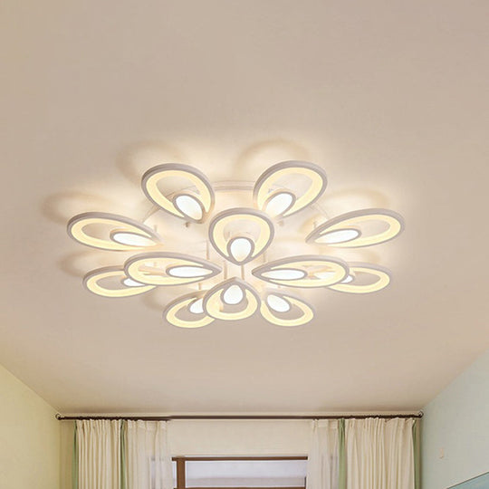 Contemporary Led Petal Flush Mount Light Fixture: 6/12/15 Lights Warm/White/Natural White Ceiling