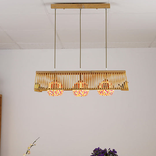 Modern Wood Pendant Light In Roof Shape Beige Hanging Fixture 16/19.5 Width