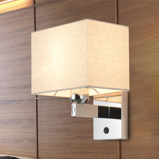 Modern Led Rectangle Wall Sconce In Chrome For Bedroom Lighting / With Switch