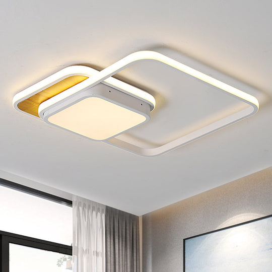 Modern Led Geometric Ceiling Light In Black/White Flush Mount 18’/21.5’ Wide White/Warm White / 18’