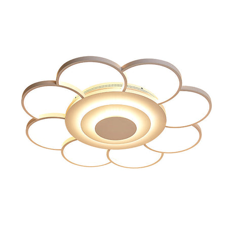Minimalist White Led Sunflower Flushmount Ceiling Lamp For Bedroom