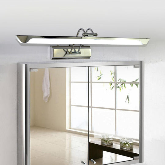 Modern Silver Finish Linear Wall Mount Led Stainless Steel Vanity Lamp For Bedroom - 16/23.5 Width /