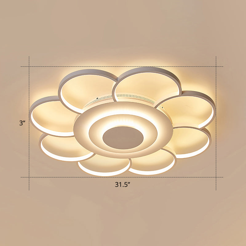 Minimalist White Led Sunflower Flushmount Ceiling Lamp For Bedroom / 31.5’