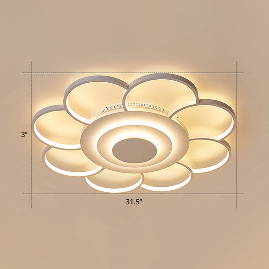 Minimalist White Led Sunflower Flushmount Ceiling Lamp For Bedroom / 31.5’