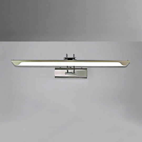 Modern Silver Finish Linear Wall Mount Led Stainless Steel Vanity Lamp For Bedroom - 16/23.5 Width